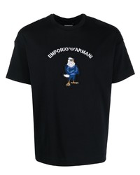 Emporio Armani Embroidered Logo Patch Crew Neck T Shirt