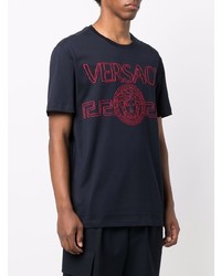 Versace Embroidered Logo Short Sleeve T Shirt