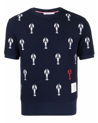 Thom Browne Lobster Embroidered Waffle Knit Top