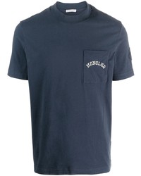 Moncler Logo Embroidered Cotton Blend T Shirt