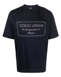 Giorgio Armani Logo Embroidered Cotton T Shirt