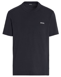 Zegna Logo Embroidered Cotton T Shirt