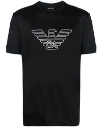Emporio Armani Logo Embroidered Crew Neck T Shirt