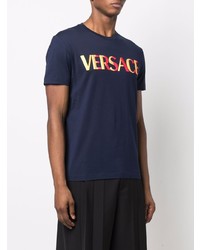 Versace Logo Embroidered T Shirt