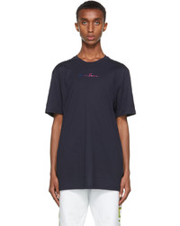 Versace Navy Embroidered Gv Signature T Shirt