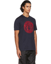 Versace Navy Embroidered Medusa T Shirt