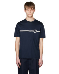 Giorgio Armani Navy Embroidered T Shirt