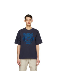 Kenzo Navy Oversized Embroidered Tiger T Shirt