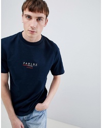 Parlez T Shirt With Embroidered Sport Bar Logo In Navy
