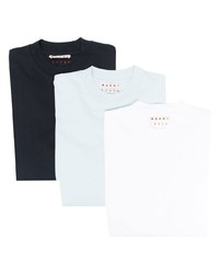Marni Three Pack Logo Embroidered Cotton T Shirts