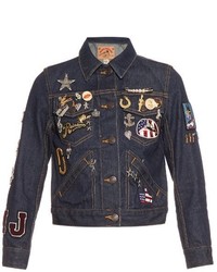 Navy Embroidered Denim Jacket