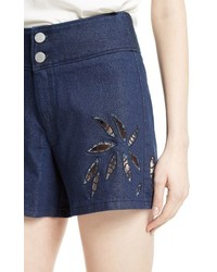 See by Chloe Embroidered Denim Shorts