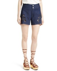 See by Chloe Embroidered Denim Shorts