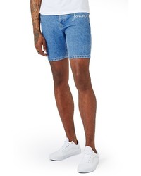 Topman Embroidered Forever Slim Fit Denim Shorts