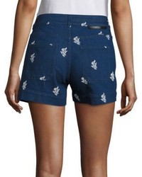 Stella McCartney High Waist Embroidered Denim Shorts