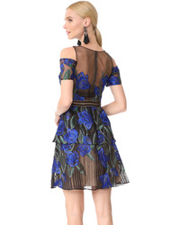 Marchesa Notte Cold Shoulder Cocktail Dress