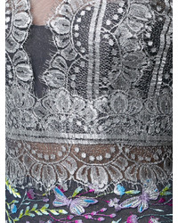 Marchesa Notte Cold Shoulder Embroidered Lace Dress