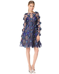 Marchesa Notte Embroidered Cocktail Dress