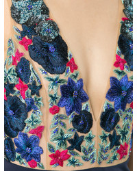 Marchesa Notte Floral Embroidery Applique Dress