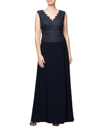 Alex Evenings Embroidered A Line Gown