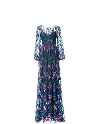 Marchesa Notte Embroidered Flared Gown Unavailable