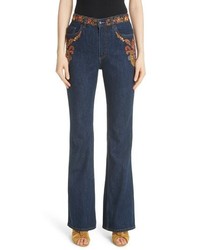 Etro Paisley Embroidered Flare Jeans