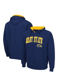 Colosseum Navy Kent State Golden Flashes Arch Logo 30 Full Zip Hoodie