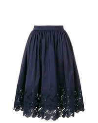 Navy Embroidered Full Skirt