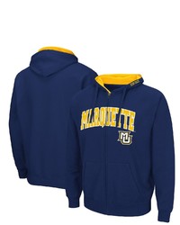 Colosseum Navy Marquette Golden Eagles Arch Logo 30 Full Zip Hoodie