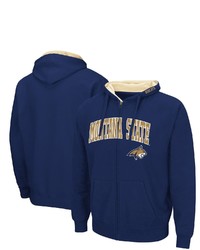 Colosseum Navy Montana State Bobcats Arch Logo 30 Full Zip Hoodie