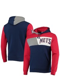 Mitchell & Ness Navy New Jersey Nets Hardwood Classics Colorblock Pullover Hoodie