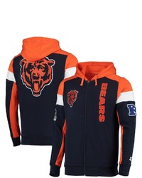 STARTE R Navyorange Chicago Bears Logo Extreme Full Zip Hoodie At Nordstrom