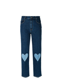 Stella McCartney Cropped Heart Embroidered Jeans