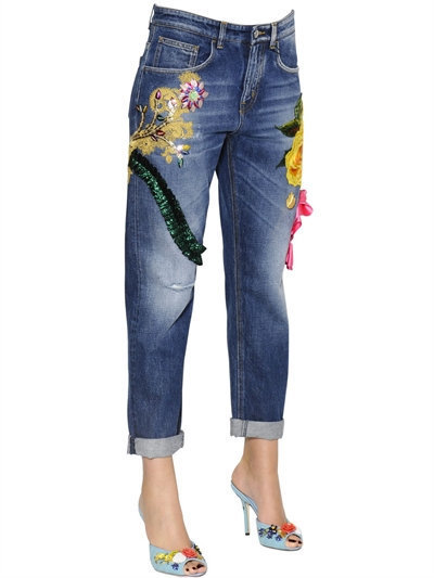 Dolce & Gabbana Embroidered Cotton Denim Jeans, $1,886 | LUISAVIAROMA |  Lookastic