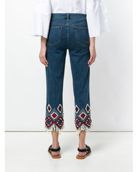 Tory Burch Embroidered Cuff Jeans