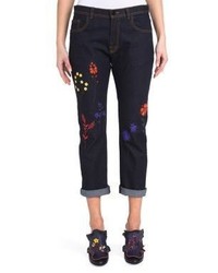 Fendi Embroidered Cuffed Jeans