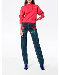 Adam Selman Rodeo Rose Embroidered Jeans