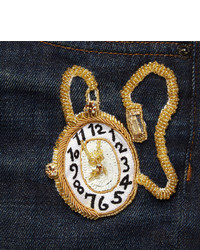 Dolce & Gabbana Slim Fit Embroidered Denim Jeans