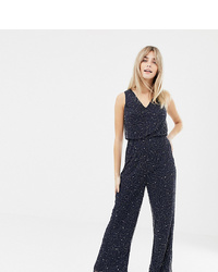 Lace and Beads Lace Beads Embellished Wide Leg Jumpsuit In Navy