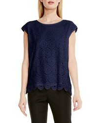 Vince Camuto Cap Sleeve Embroidered Lace Blouse