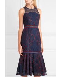 JONATHAN SIMKHAI Embroidered Lace Dress Navy