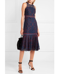 JONATHAN SIMKHAI Embroidered Lace Dress Navy