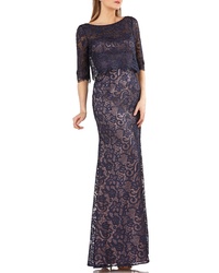 JS Collections Js Collection Embroidered Lace Evening Dress