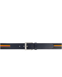 Navy Embroidered Leather Belt