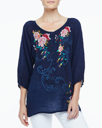 Johnny Was Collection Mischa Embroidered Georgette Blouse