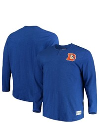 Mitchell & Ness Royal Denver Broncos Big Tall First Round Pick Long Sleeve Henley T Shirt