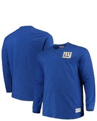 Mitchell & Ness Royal New York Giants Big Tall First Round Pick Long Sleeve Henley T Shirt