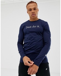 Nike Jdi Embroidered Long Sleeve Top In Navy Aa6592 451
