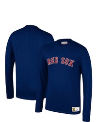 Mitchell & Ness Navy Boston Red Sox Cooperstown Collection Wordmark Slub Long Sleeve T Shirt
