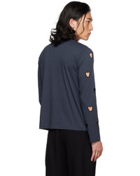 Simone Rocha Navy Heart Cutout Long Sleeve T Shirt